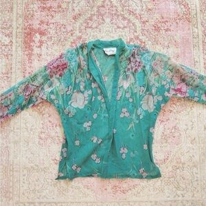 Three Flaggs, Woman’s Vintage Sheer Floral Blouse